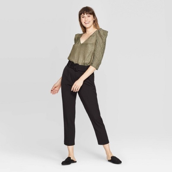 a new day Tops - A New Day Leopard Print Elbow Sleeve V-Neck Blouse
